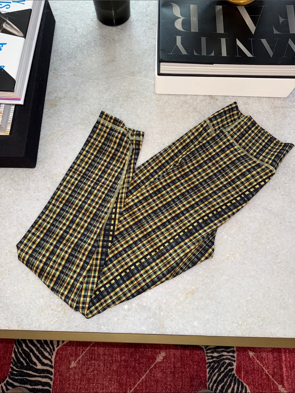 The Upside Plaid Leggings in Navy and Yellow